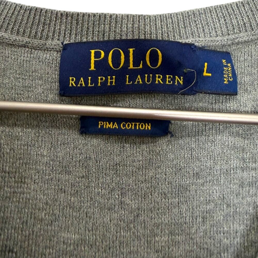 Polo Ralph Lauren Gray Pima Cotton Sweater Vest V-Neck Men’s Size L - Picture 5 of 7